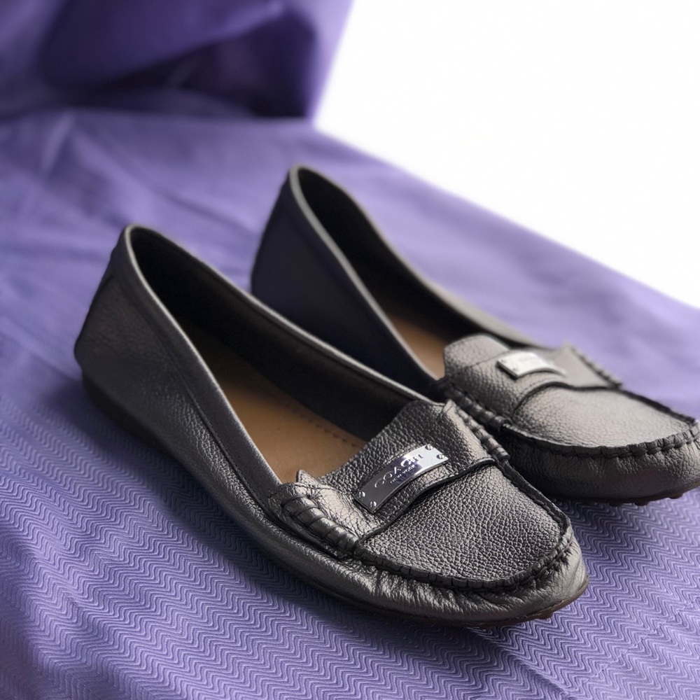 Coach silver moccasins